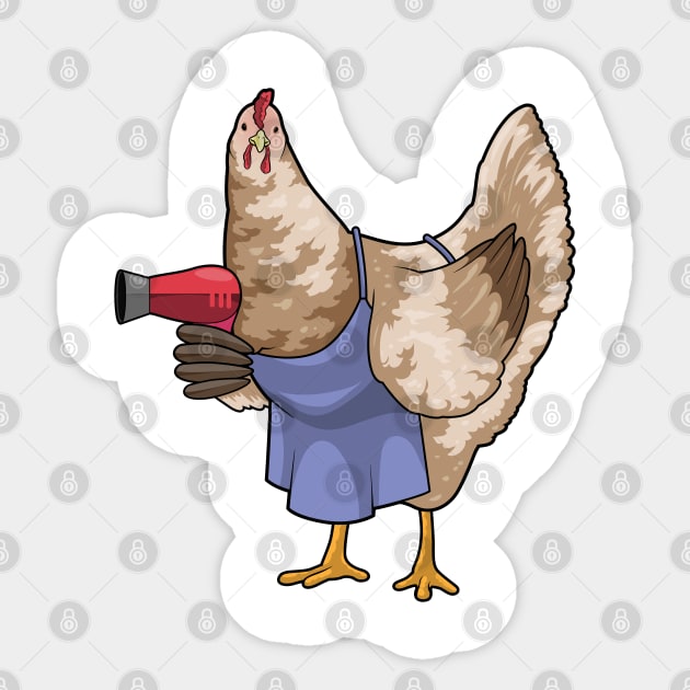 Chicken Hairdresser Hair dryer Sticker by Markus Schnabel